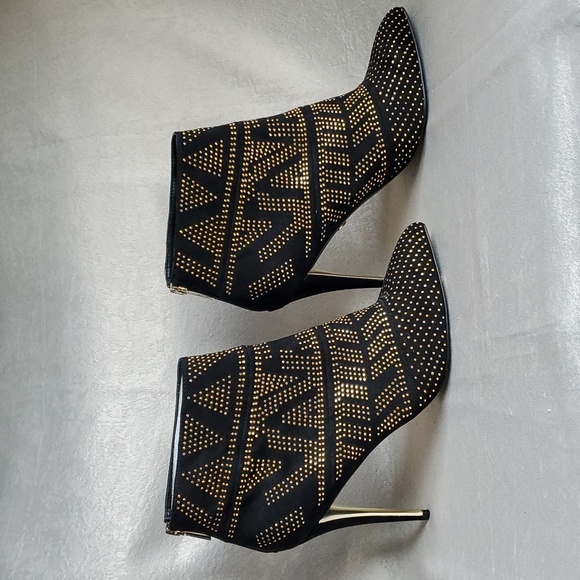 🆕️THALIA SODI Alejandra Black & Gold Studded Zip Up Stiletto Booties SIZE: 11 M - Picture 11 of 11